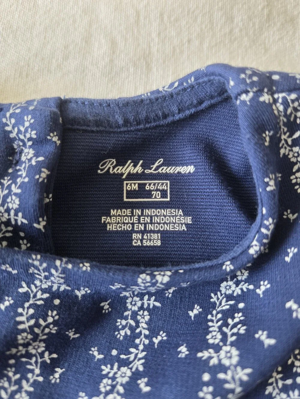 Ralph Lauren 6 Mo Baby Girl Dress Navy Floral Spring Summer Cottagecore